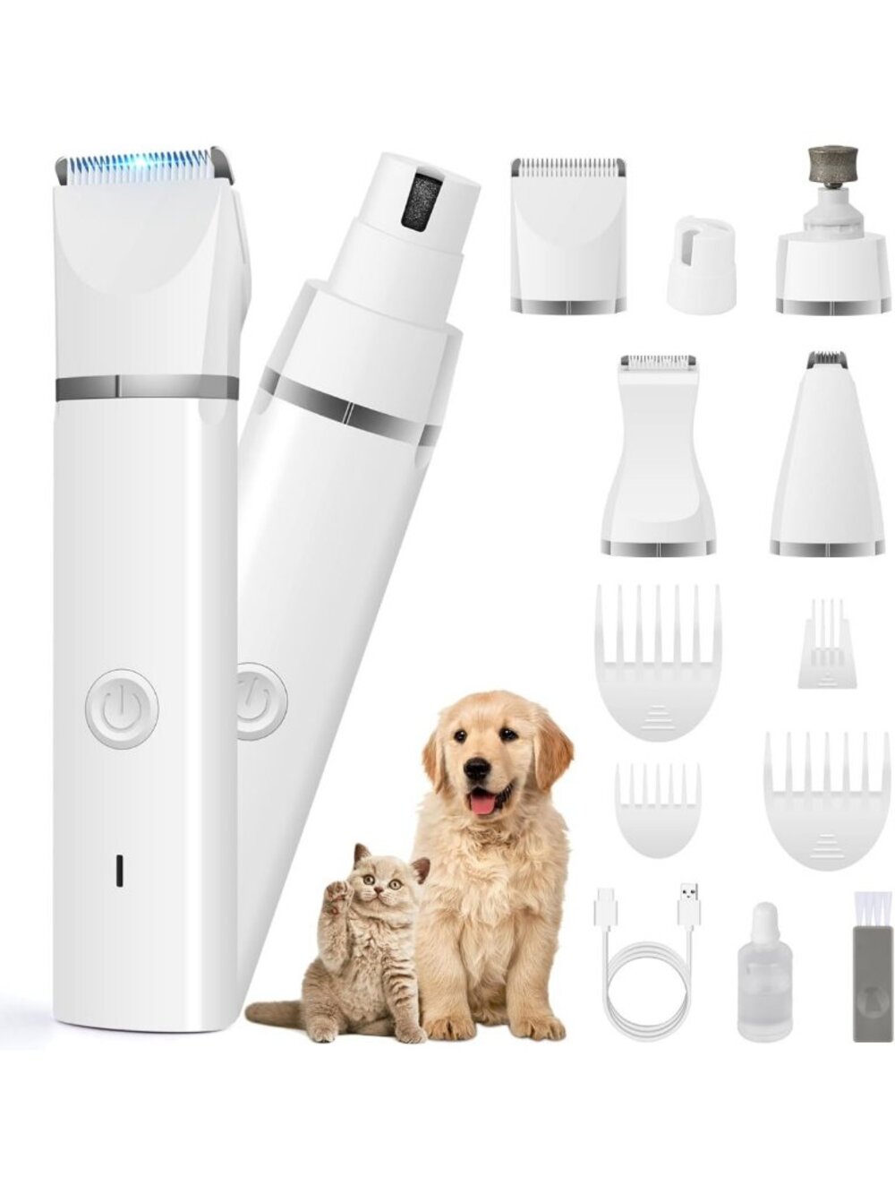 Rechargeable Low Noise Dog Clippers & Grooming Kit - Cordless Pet Hair Trimmer